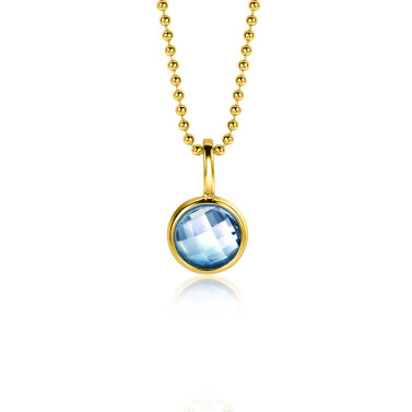 DECEMBER hanger 8mm gold plated geboortesteen blauw topaas zirconia (zonder collier)