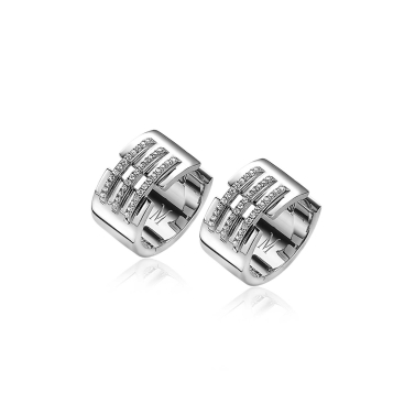 Mart Visser by ZINZI zilveren oorringen met luxe scharniersluiting 17 x 9mm, drie banen bezet met witte zirconia's MVO18
