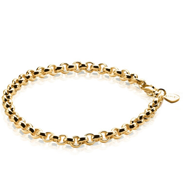 ZINZI zilveren jasseron armband geel verguld 5mm breed 19cm ZIA1009G