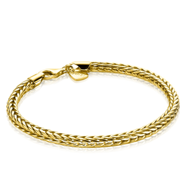 ZINZI zilveren vossenstaart armband 14K geel verguld 4mm breed ZIA1925G