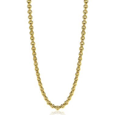 ZINZI zilveren ketting 45cm in14K geelverguld met ronde schakels 5mm breed ZIC2239G