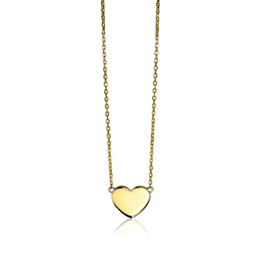 Zinzi gold plated zilveren ketting 43cm met hart plaatje 10mm om te graveren ZIC2346G