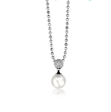 Zinzi zilveren parelhanger wit ZIH1151 (zonder collier)