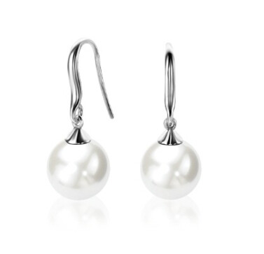 Zinzi zilveren oorhangers parel wit ZIO266