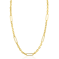 ZINZI gold plated zilveren schakelketting met vijf lange ovale schakels 5,5mm breed 43-47cm ZIC2711G