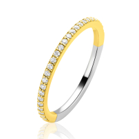ZINZI goldplated zilveren aanschuifring (1,7mm breed) met een subtiele rij sprankelende zirkonia's ZIR2794Y