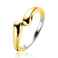 ZINZI gold plated zilveren gladde ring met twee druppelvormen 7mm breed ZIR2682GC
