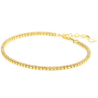 ZINZI gold plated zilveren tennis armband 2,1mm breed met rijzetting champagnekleurige zirconia's ZIA2892C