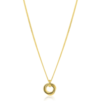 ZINZI gold plated zilveren collier 45cm met hanger van verbonden ringen (knoop-stijl) ZIC2797