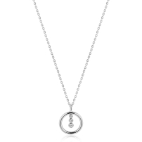 ZINZI zilveren ketting 45cm met ronde hanger en drie fonkelende witte zirkonia's ZIC2820