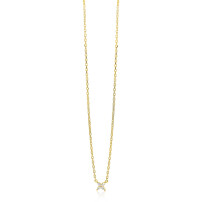 ZINZI gold plated zilveren ketting met bloem bezet met vier druppelvormige witte zirconia's 42-45cm ZIC2624