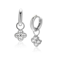 8mm ZINZI zilveren oorbedels klavertje ZICH2735 (zonder oorringen)