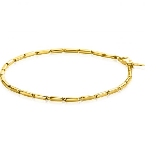 ZINZI Gold 14 krt gouden armband met stoere rechthoekige staafjes (2mm breed) met vierkante buis 18cm ZGA452
