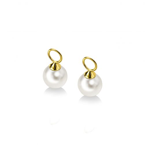 ZINZI Gold 14 karaat gouden oorbedels parel wit 8mm ZGCH144
