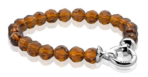 Zinzi zilveren beads armband bruin met sluiting 20cm ZIA401BB-S 