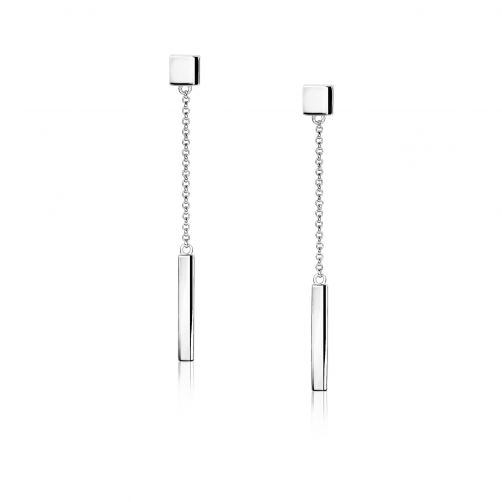 ZINZI zilveren oorhangers lang glad staafje 50mm ZIO1308