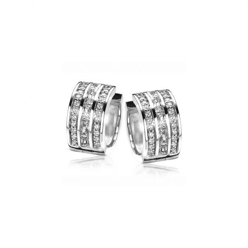 Zinzi zilveren oorringen 14 x 8mm witte zirconia's met luxe klapsluiting ZIO1264
