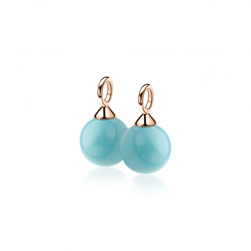 ZINZI zilveren oorbedels rosé verguld parel turquoise ZICH266TR. (zonder oorringen).