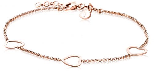 ZINZI zilveren armband rosé verguld hart 17-20cm ZIA1188R 