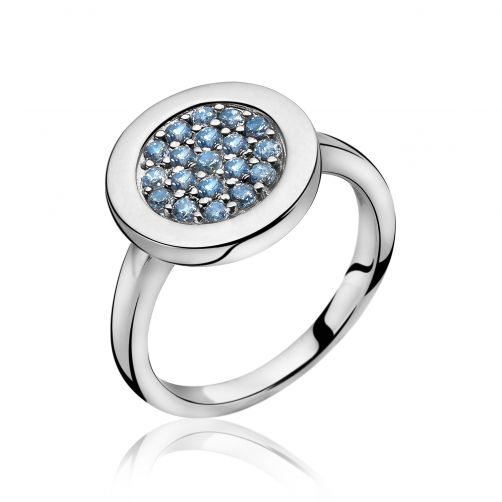 ZINZI zilveren ring blauw ZIR1005B