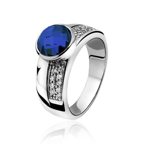 ZINZI zilveren ring blauw ZIR766B