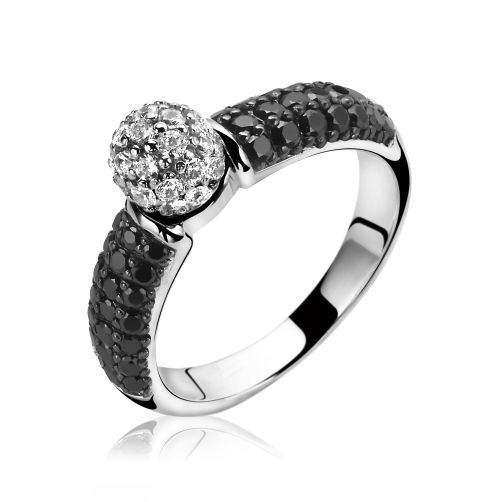 ZINZI zilveren ring zwart ZIR1014Z