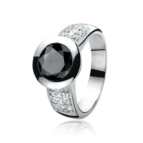 ZINZI zilveren ring zwart ZIR213Z