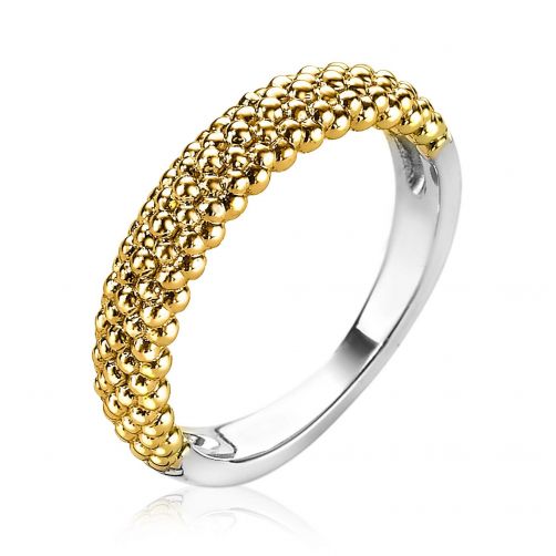 ZINZI zilveren ring geelverguld glinsterende bolletjes ZIR1968G