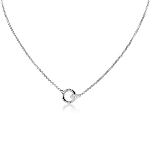 ZINZI zilveren ketting rond wit 45cm ZIC1830