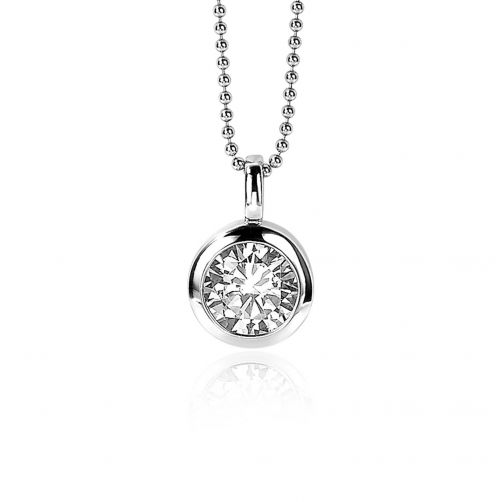 ZINZI zilveren hanger 17mm rond witte zirconia ZIH1