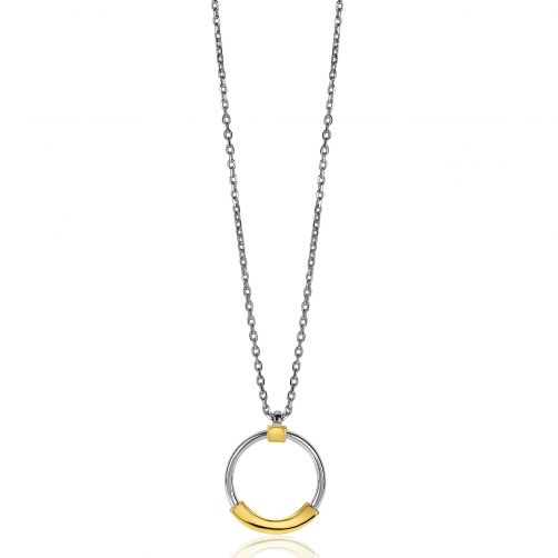ZINZI zilveren ketting 45cm ronde hanger 20mm bicolor ZIC2209