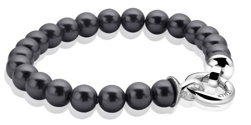 Zinzi zilveren parelarmband zwart met sluiting 20cm ZIA401ZP-S