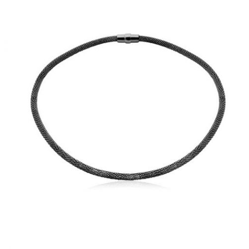 Zinzi strak zilveren collier zwart gerodineerd 43cm ZIC681Z