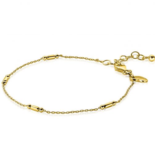 ZINZI zilveren armband 14K geel verguld staafjes en bolletjes 17-20cm ZIA2219G