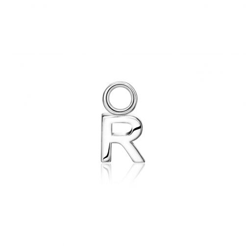 ZINZI zilveren letter oorbedel R per stuk geprijsd ZICH2144R. (zonder oorringen).