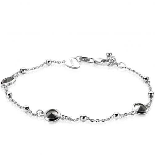 ZINZI zilveren armband rond zwart 19-21cm ZIA1551