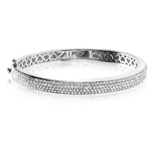 Zinzi zilveren bangle armband wit 60mm diameter ZIA506
