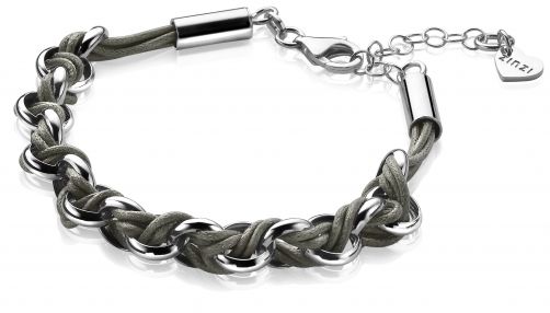 Zinzi zilveren jasseron armband grijs koord 18,5-21cm ZIA1035G