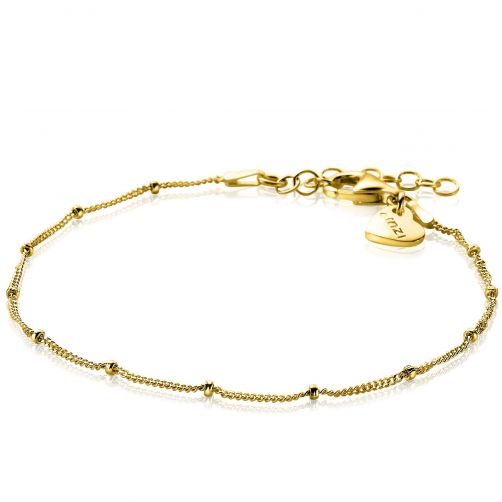 ZINZI zilveren 14K geel verguld gourmet armbandje met bolletjes 17-20cm ZIA2181G