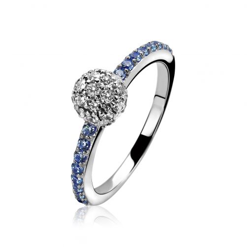 ZINZI zilveren ring blauw ZIR1015B