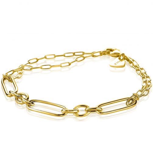ZINZI zilveren armband in 14K geel verguld waarbij diverse trendy schakels zijn gecombineerd ZIA1991G
