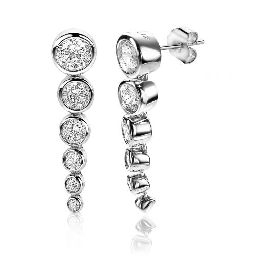 ZINZI zilveren luxe oorsieraden 25mm rond wit ZIO2053