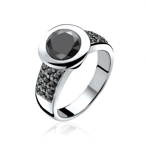 ZINZI zilveren ring zwart ZIR841Z