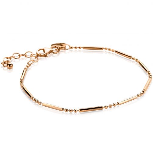 ZINZI zilveren fantasie armband 14K rosé verguld staafjes ZIA1452R