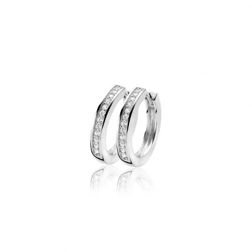 Zinzi zilveren oorringen 20 x 3mm witte zirconia's met luxe klapsluiting ZIO190Z
