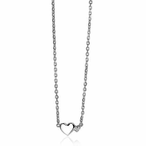 ZINZI zilveren ketting met hartjes zirconia's/zilver 42-45cm ZIC2137