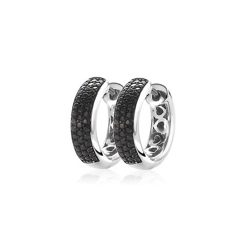 ZINZI zilveren oorringen 17 x 5mm zwarte zirconia's met luxe klapsluiting ZIO1183Z
