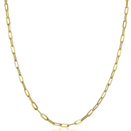 ZINZI zilveren ketting 14K geel verguld paperclip schakel 2,7mm breed 45cm ZIC2150G