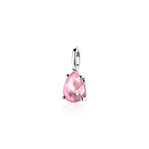 ZINZI zilveren hanger druppelvorm roze ZIH2070R