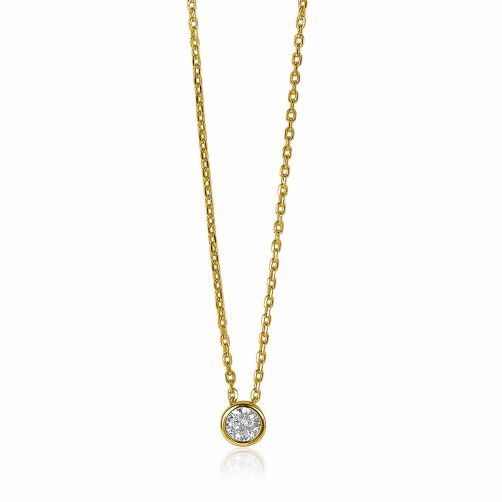 ZINZI zilveren ketting 14K geel verguld met hanger rond 40-43cm ZIC1393Y